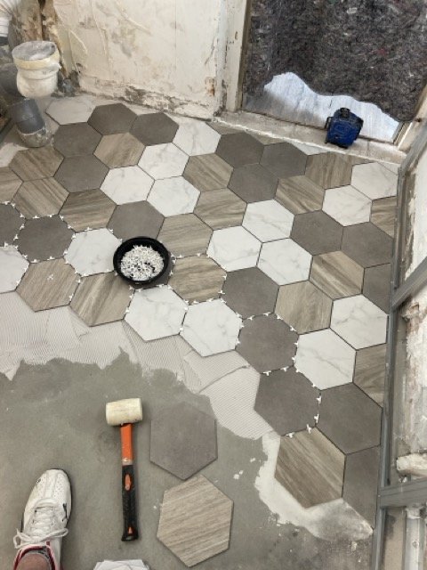 Pose du carrelage patchwork